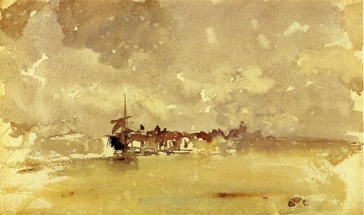 Gold and Grey: the Sunny Shower - Dordrecht, 1884 - James McNeill Whistler